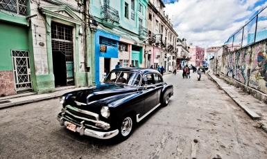 Old fashion car and buildings