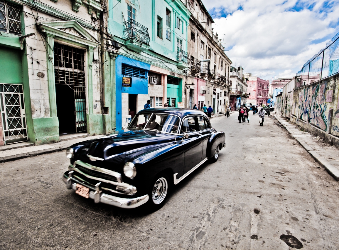 Old fashion car and buildings
